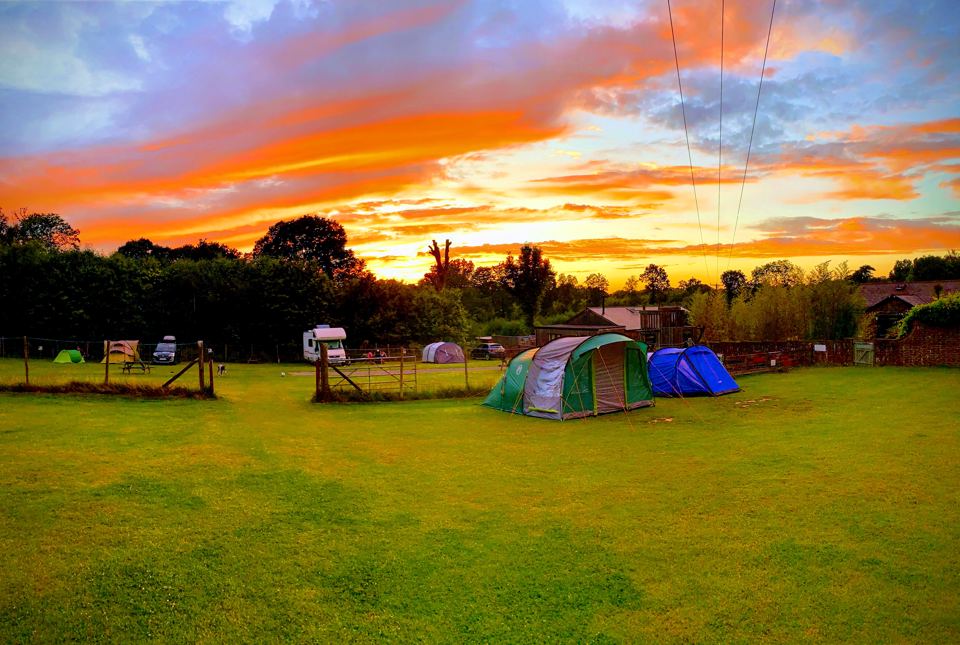 Pitches at sunset