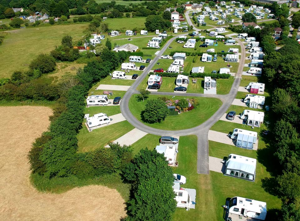 Aerial view of the caravan pitches