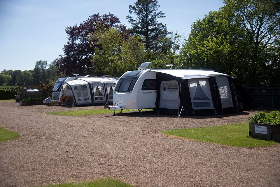 Caravans with awnings
