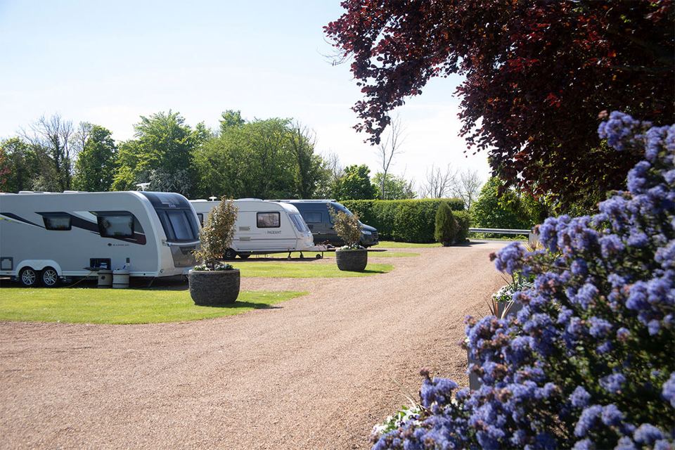 Caravans on gravel pitches