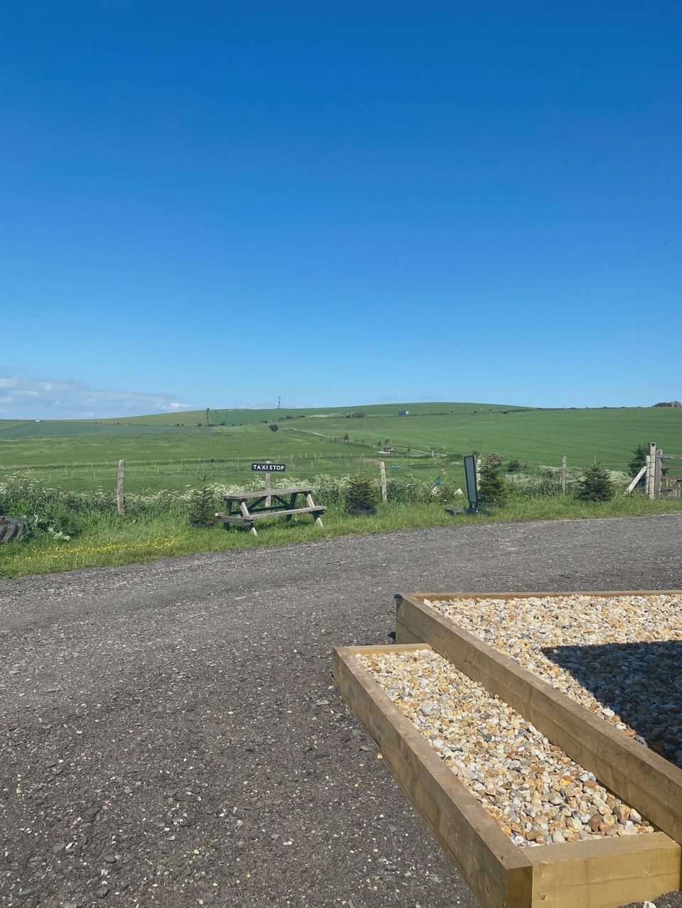 Gravel area looking over the Downs