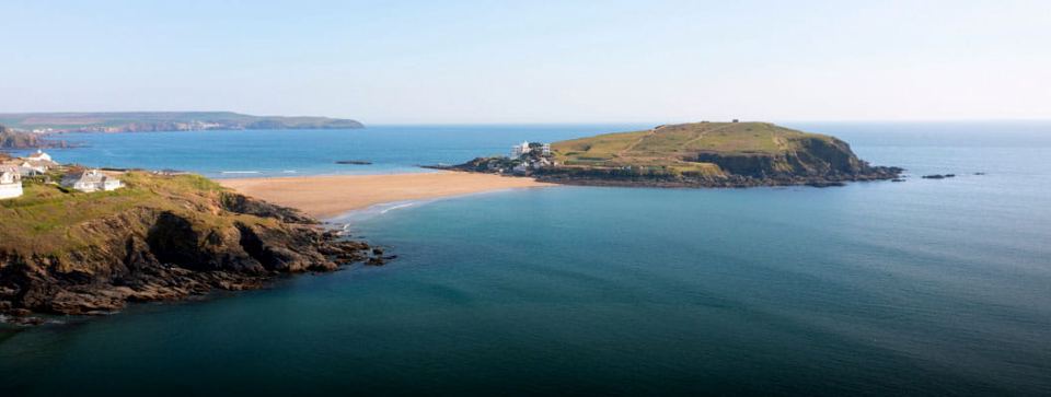 Bay and sandy beach from above
