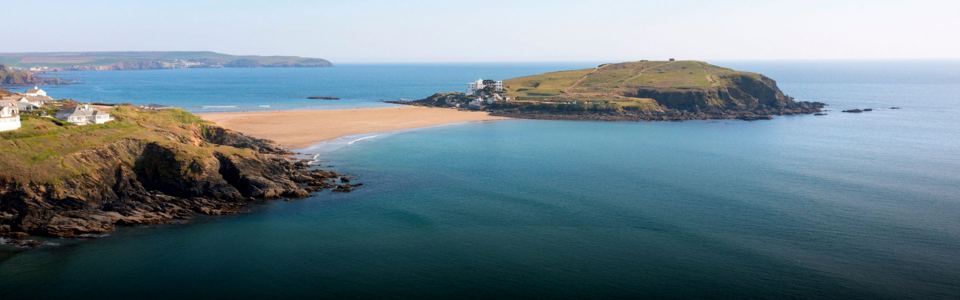 Bay and sandy beach from above