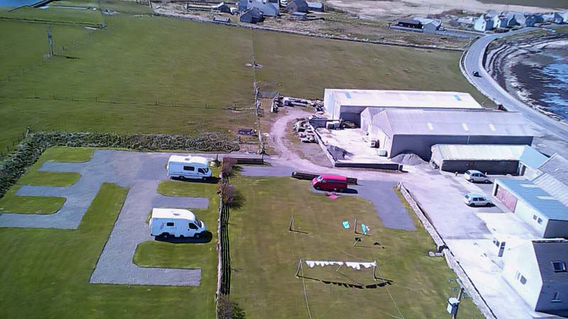 Hardstandings and grass from above