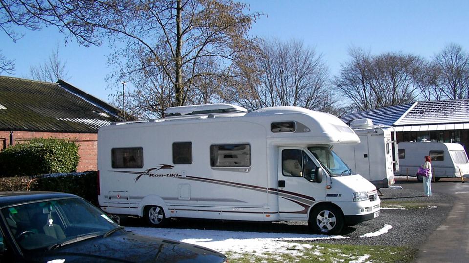 Motorhome on the site in winter