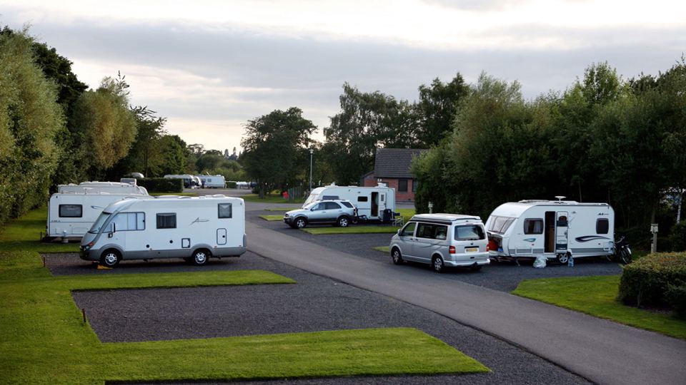 Hardstanding pitches by the road