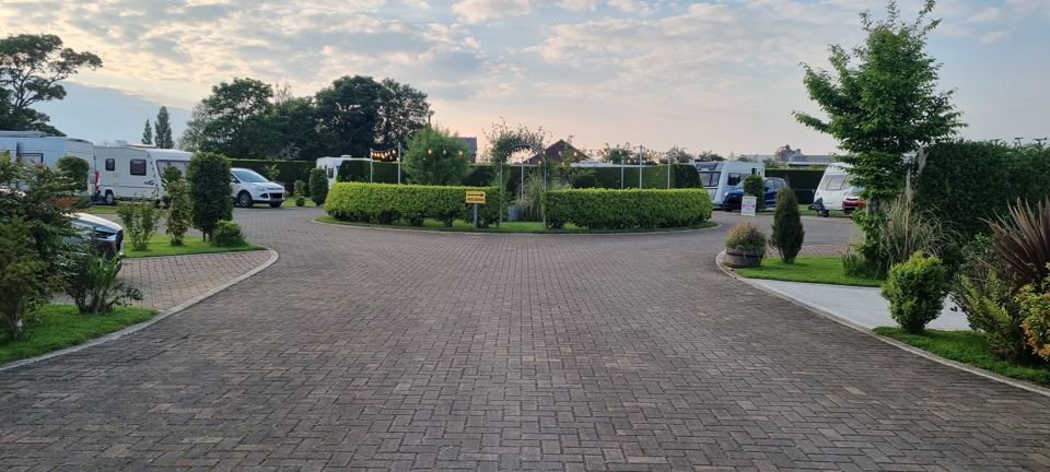 Motorhomes along the site road