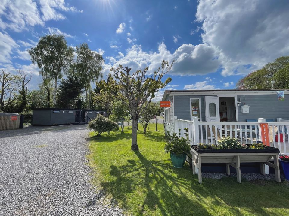 Static caravan and gravel track