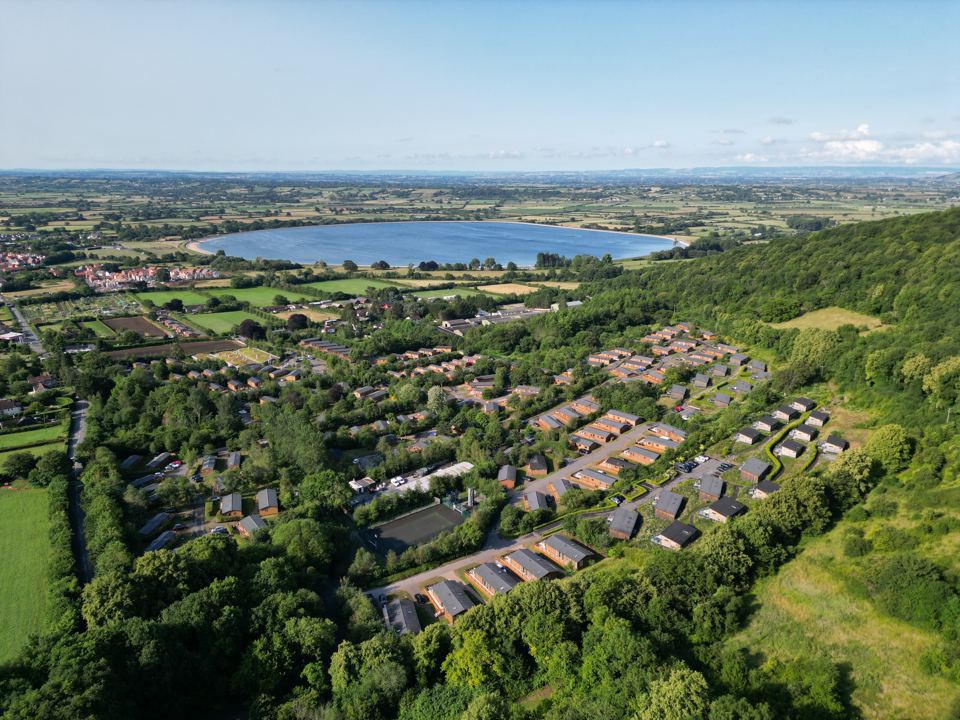 Lodges and Cheddar Reservoir from above