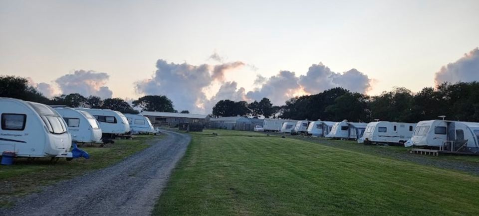 Caravan pitches at dusk