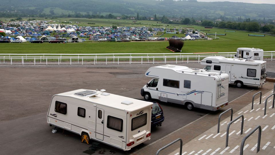 Hardstanding pitches by the racecourse