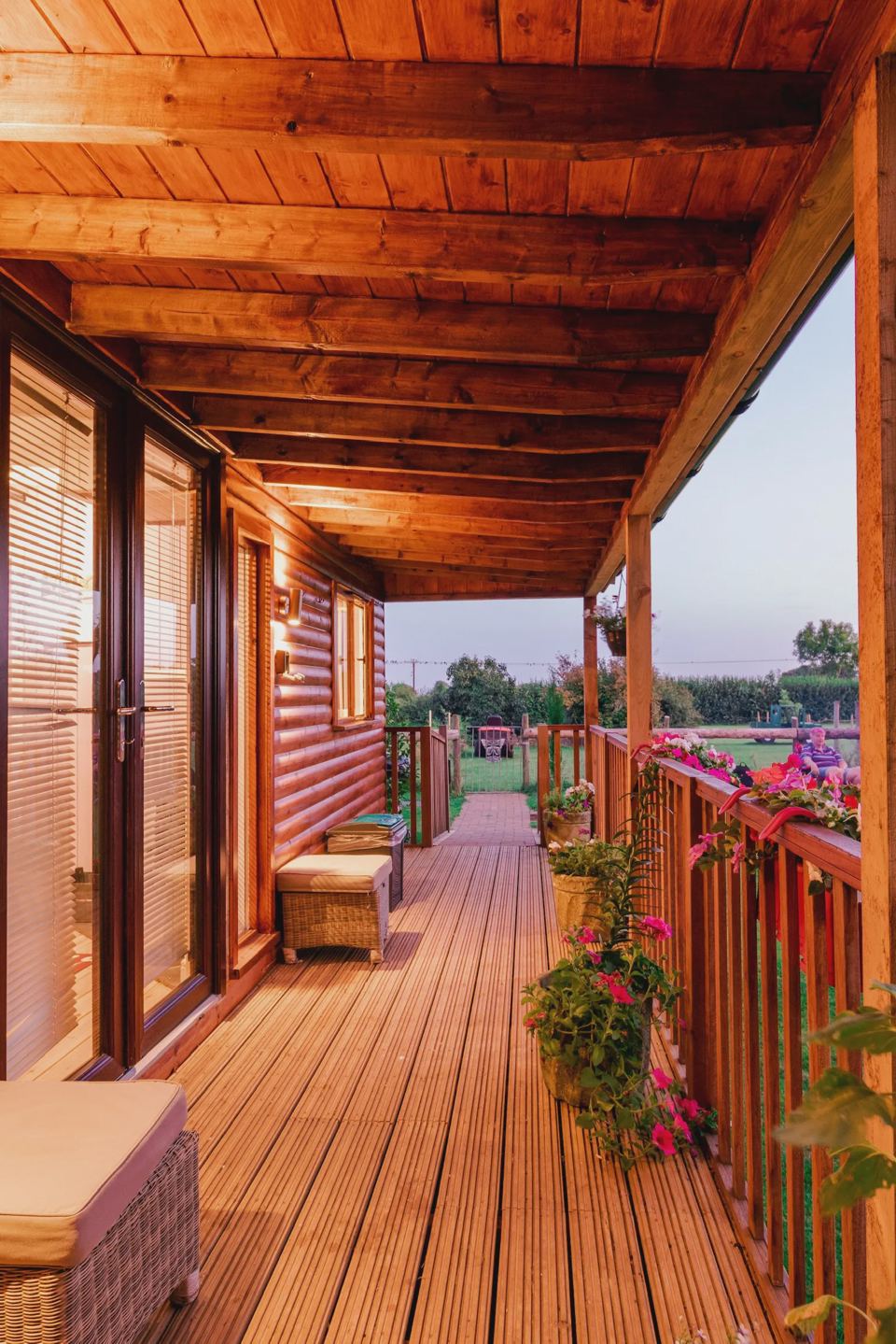 Covered decking at dusk