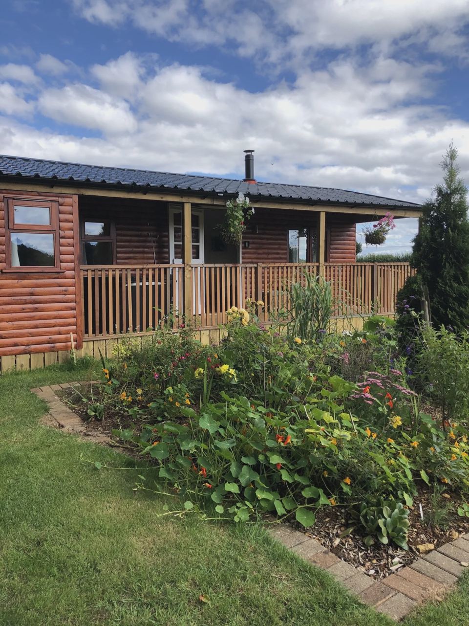 Lodge and flower garden