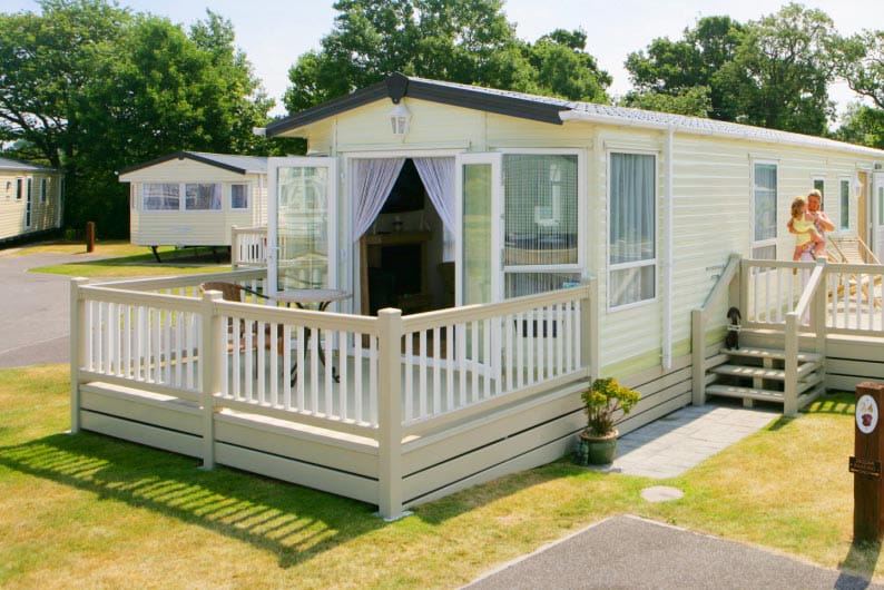 Caravan with decking