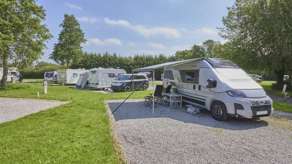 Motorhome on a gravel pitch