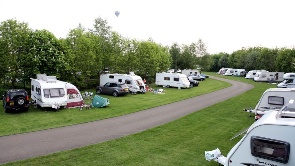 Caravans along the lawn