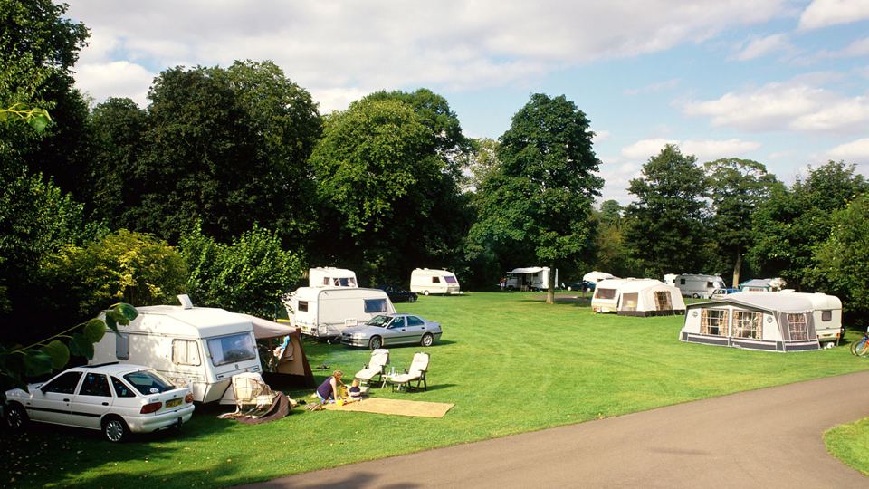 Caravans and awnings on the lawn