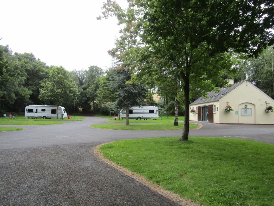 Hardstanding pitches and amenity block