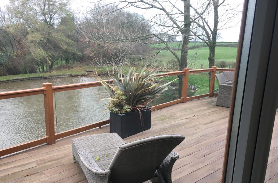 Decking beside a fishing pond
