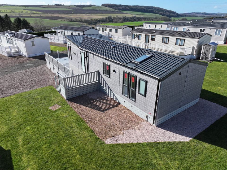 Holiday home with decking from above