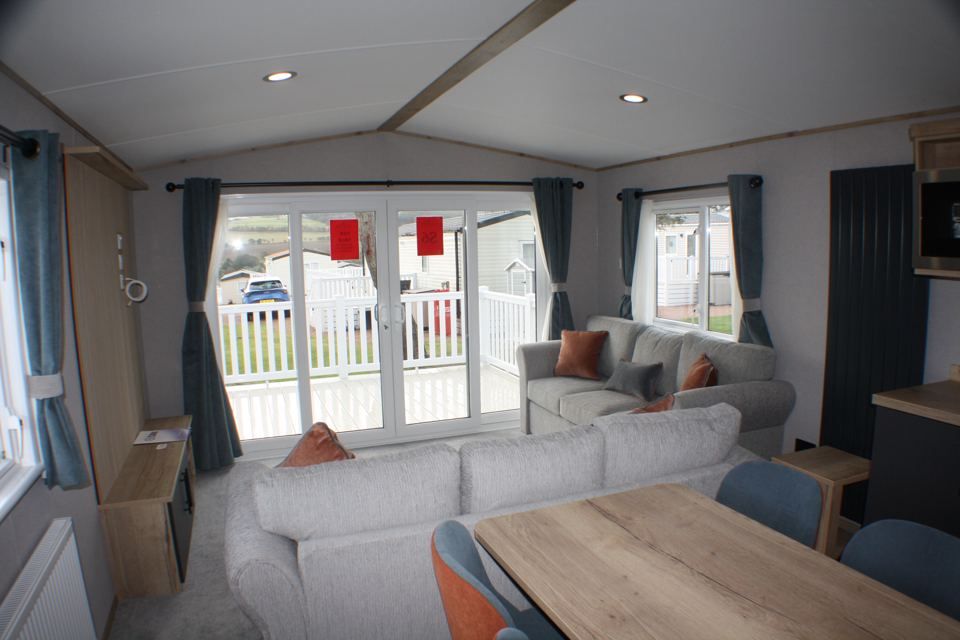 Lounge with patio doors