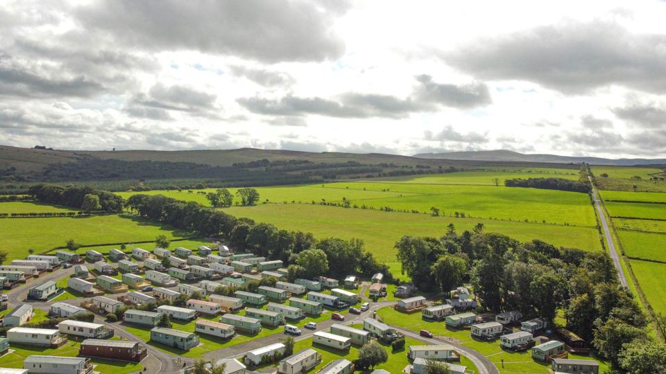 Aerial view of the park and fields