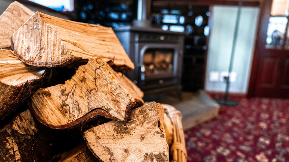 Logs beside the wood burner