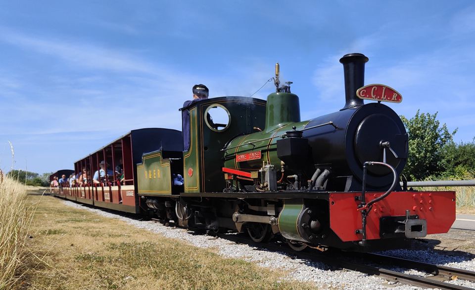 Steam train near the park