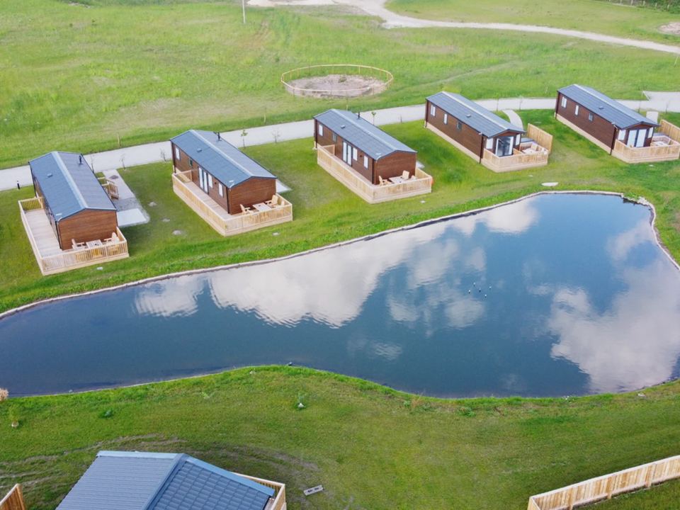 Lodges around a pond