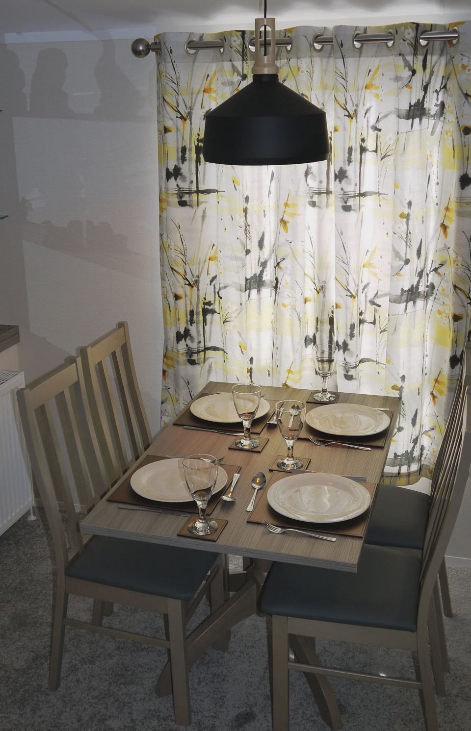 Dining area inside the caravan