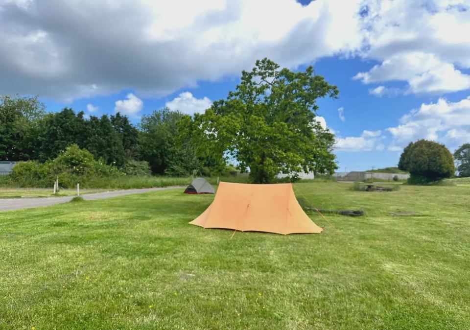 Tent on spacious grass