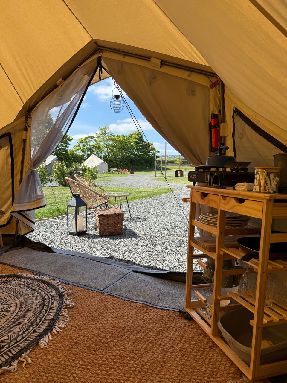 Inside a bell tent
