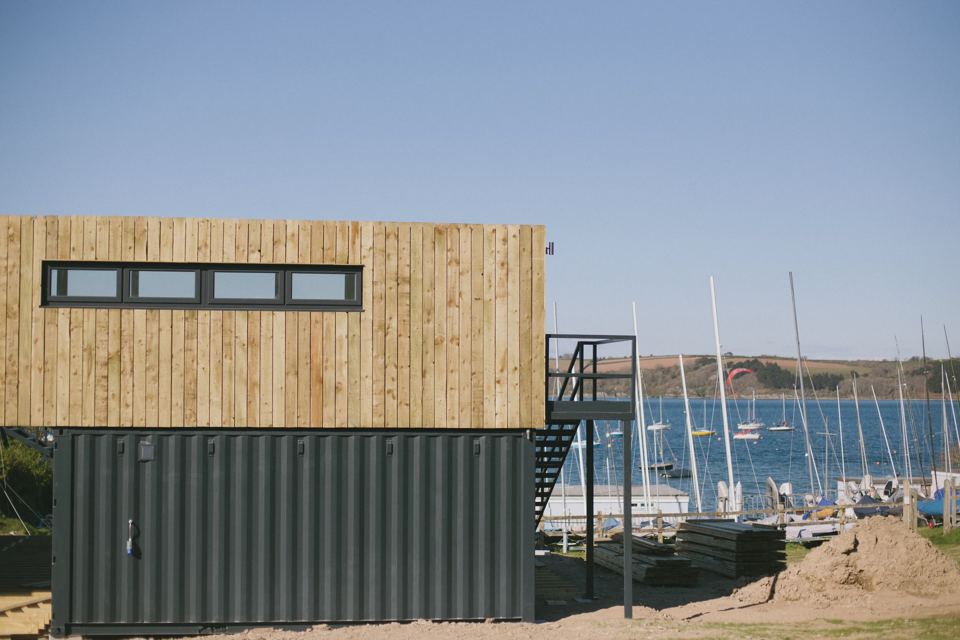 Container cabin above the marina