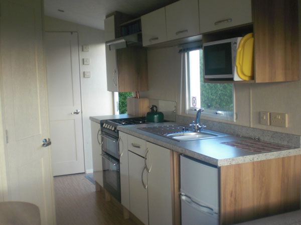 Kitchen in a hire caravan
