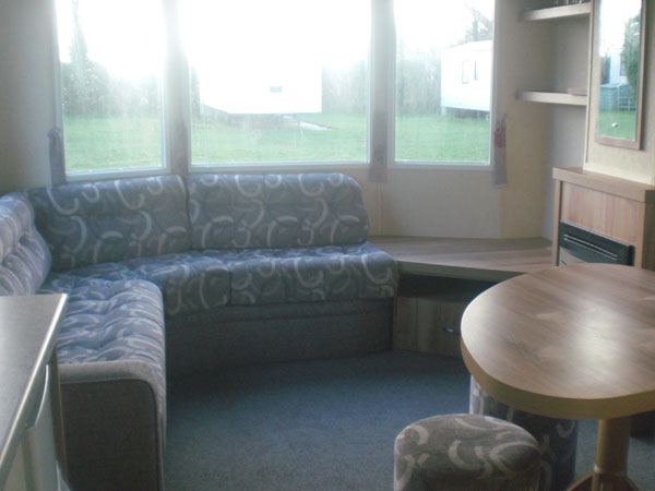 Lounge in a hire caravan