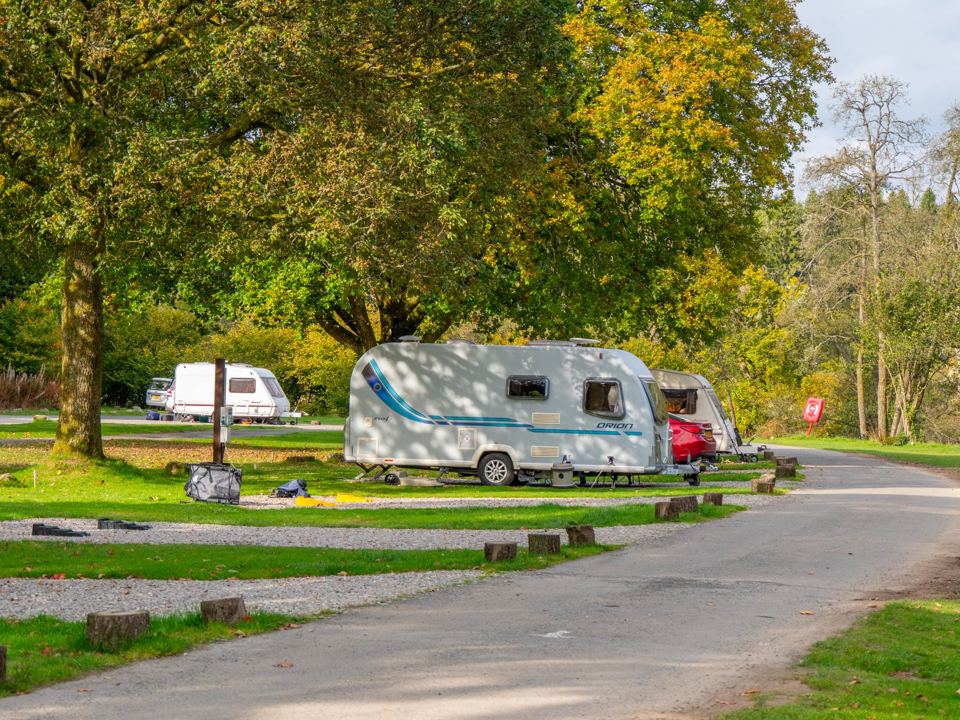 Caravan on a meadow pitch