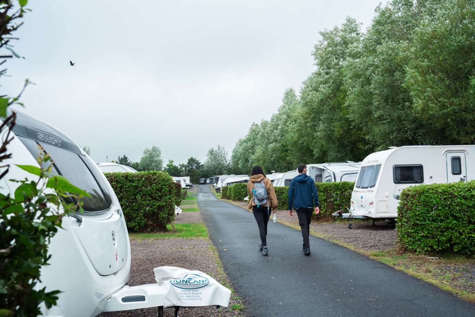 Touring caravans along the park road