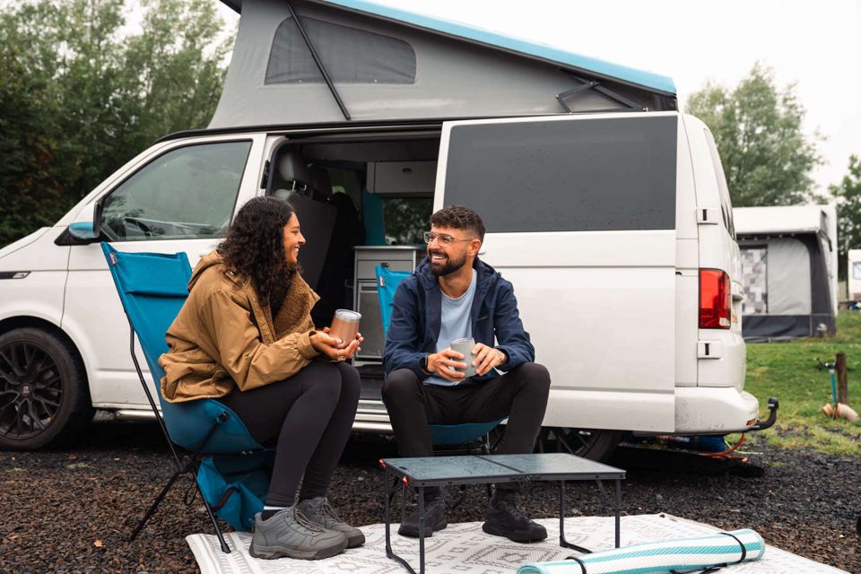 Campervan on a gravel pitch