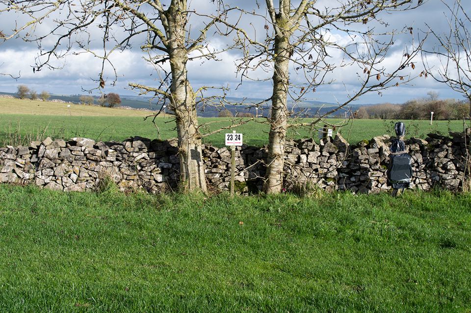 Wall and view over the fields