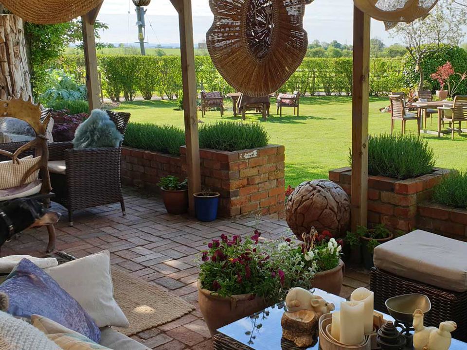 Garden terrace and lawn