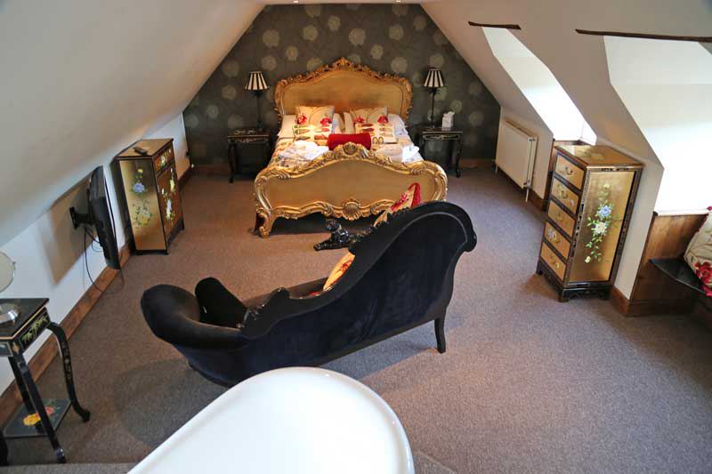 Gold bed under the eaves