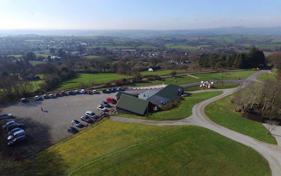 Aerial view of the park and fields