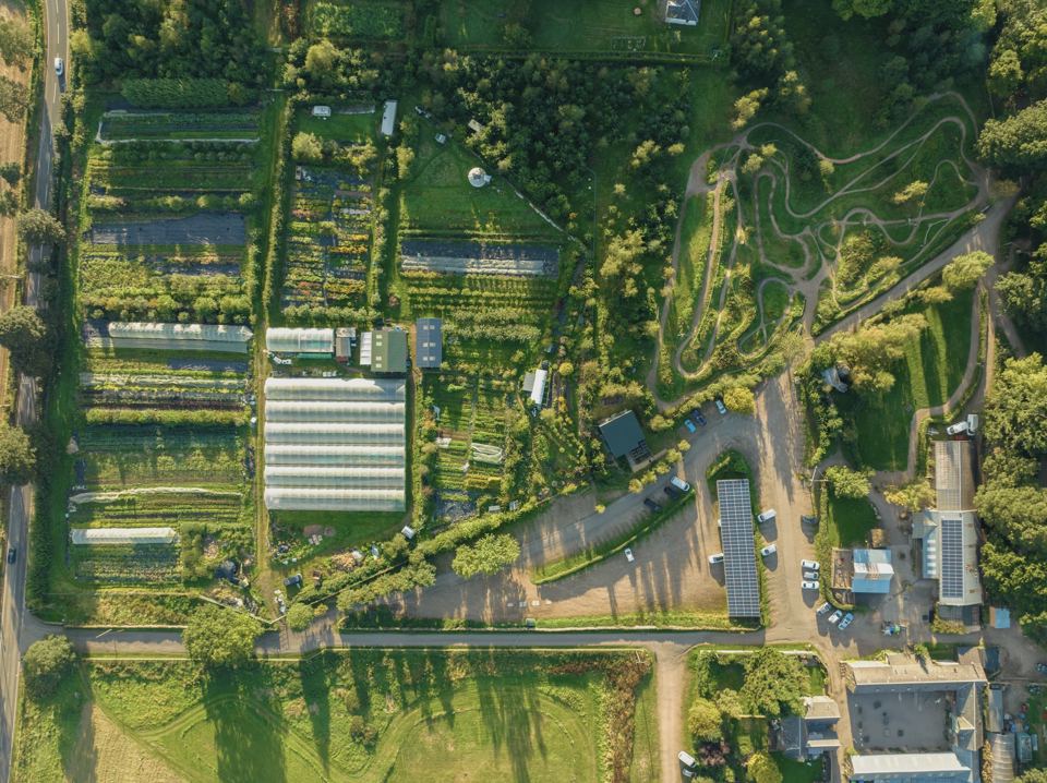 Farm and trails from above