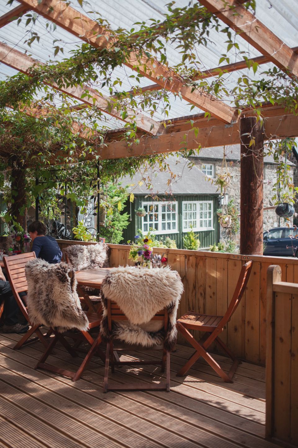 Covered terrace seating