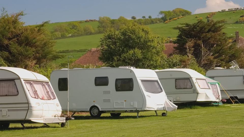 Caravans on grass pitches