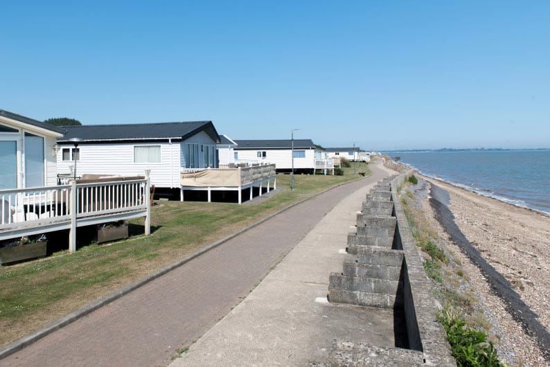 Chalets along the sea wall