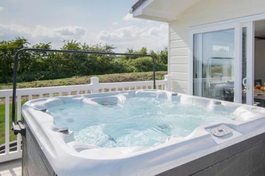 Hot tub on a lodge deck