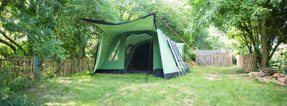 Tent pitched among the trees