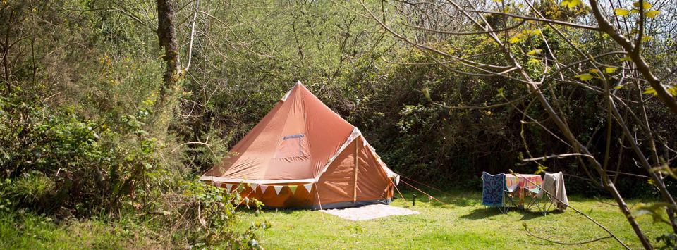 Tipi pitched in the bushes
