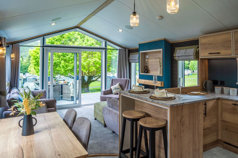 Open-plan lodge kitchen